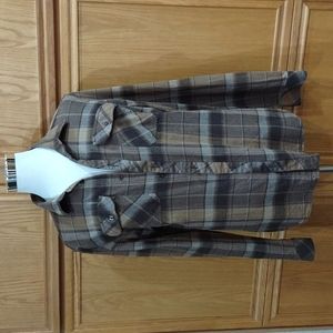 O'Neill Mens Plaid Browns Button Up Long Sleeve Shirt Size Lg